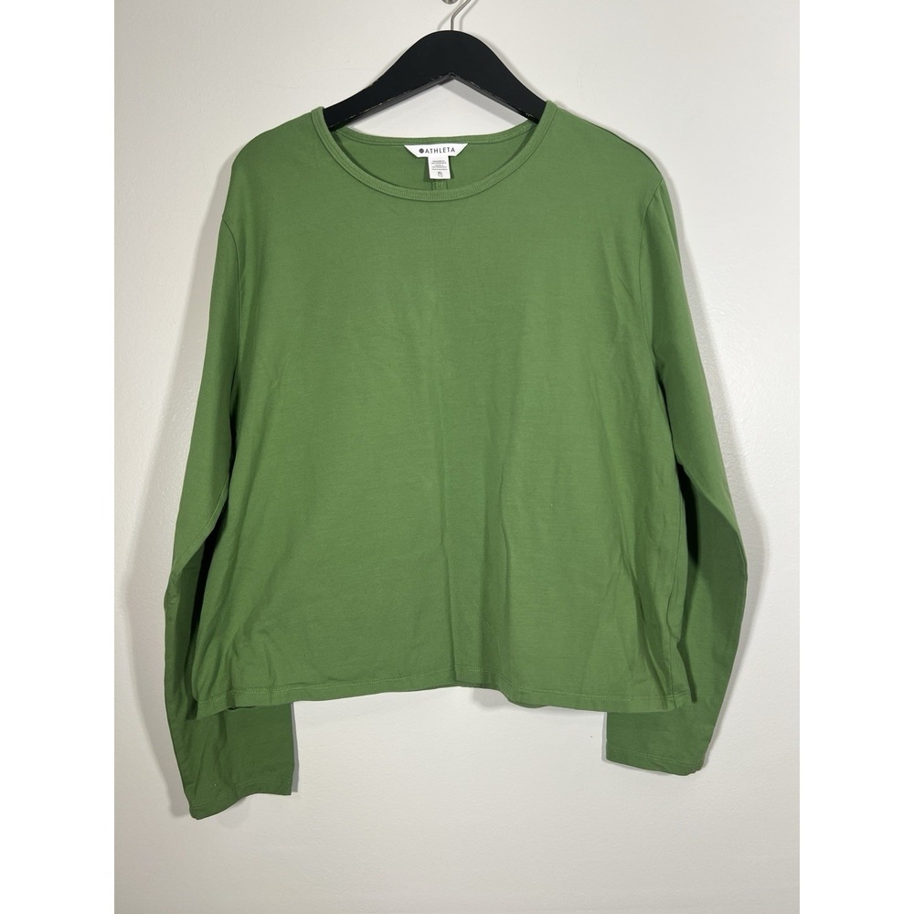 Athleta Top Womens XL Baja Green Essential Crew Neck Long Sleeves Activewear